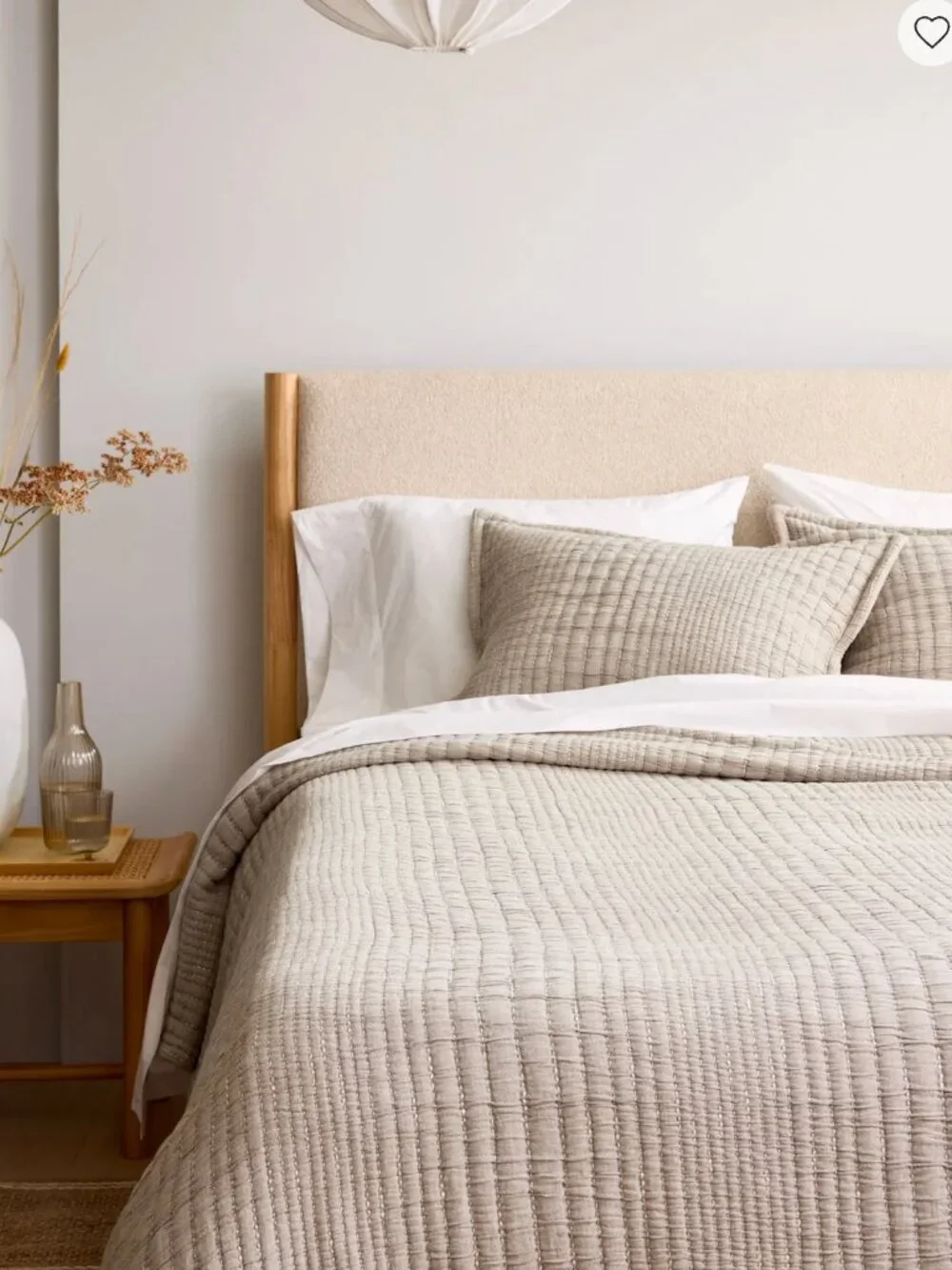 Quince Organic Cotton Channel Stitch Coverlet Set, King / Cal King, Sand (flaw)